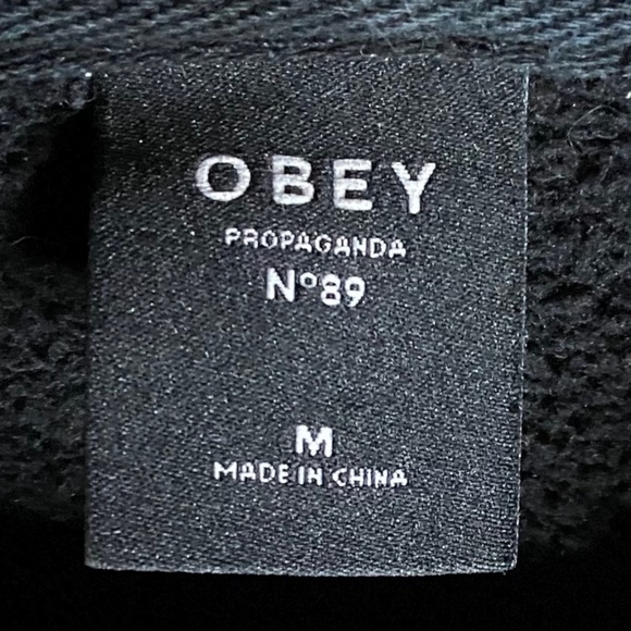 Obey Long Sleeve Hoodie Acid Wash Tie Dye Black Brown Kangaroo Pocket Medium - Picture 3 of 16